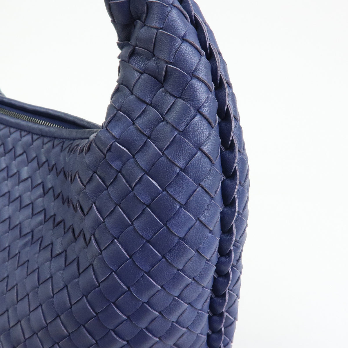 BOTTEGA VENETA Intrecciato Hobo Leather Shoulder Bag Hand Bag Navy