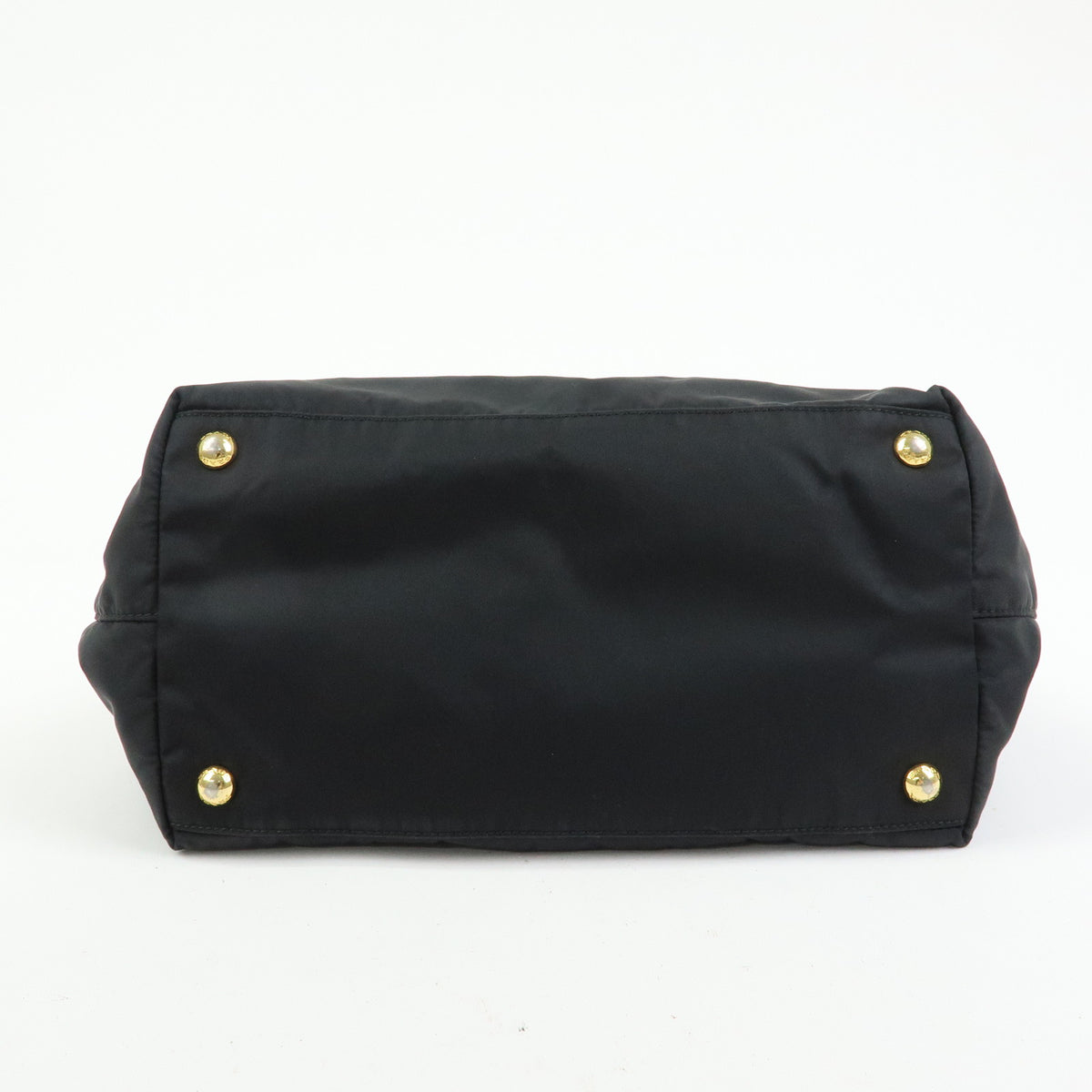PRADA Nylon Leather Ribbon Hand Bag Tote Bag Black BN1601