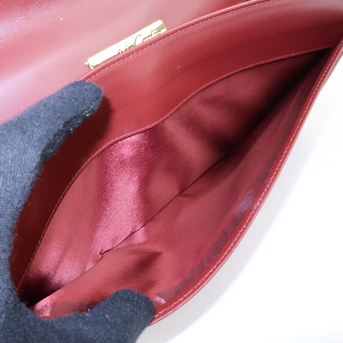 Cartier Must de Cartier Leather Clutch Bag Flat Pouch Bordeaux Wine Red