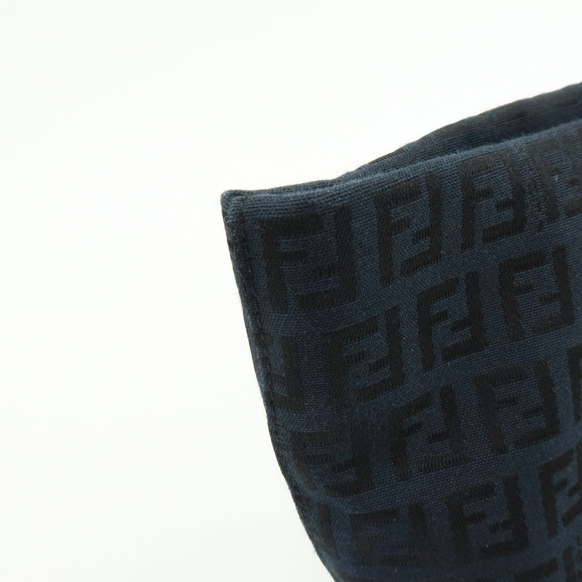 FENDI Zucchino Canvas Leather Tote Bag Shoulder Bag Black 8BH215