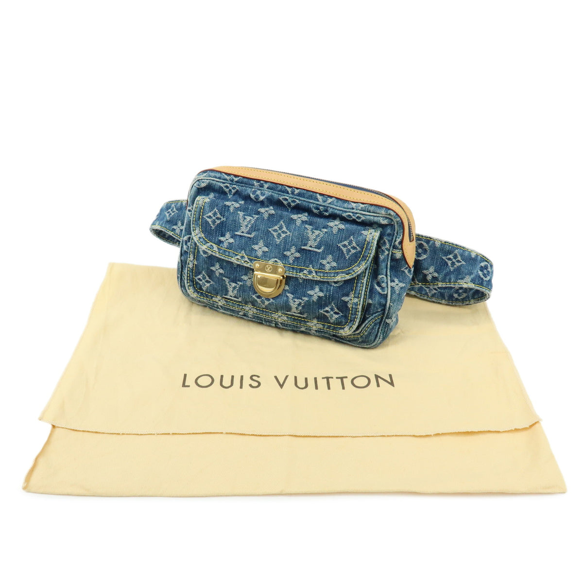 Louis Vuitton Monogram Denim Bum Bag Waist Bag Body Bag Blue M95347