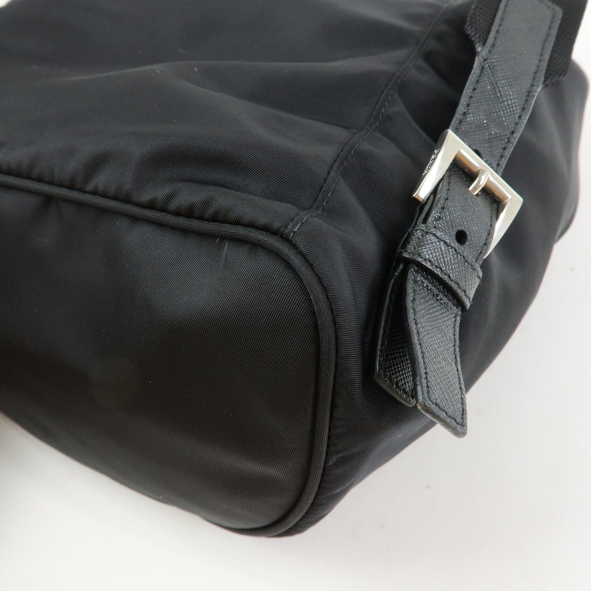 PRADA Triangle Logo Nylon Saffiano Leather Backpack Rucksack Black