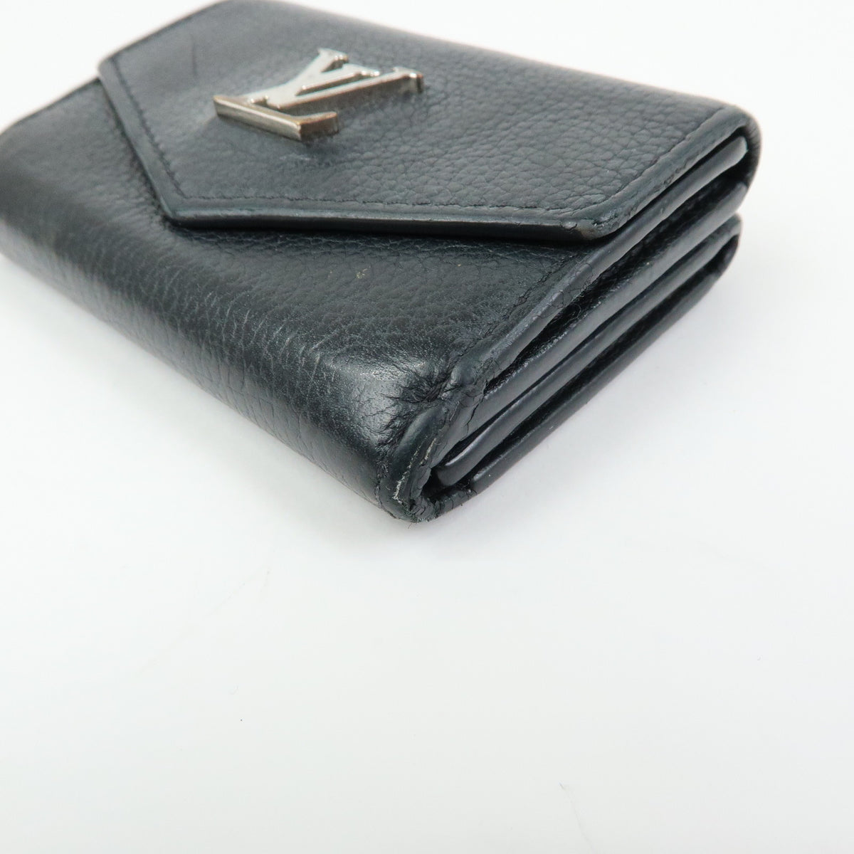 Louis Vuitton Logo Portefeuille Lock Mini Compact Wallet Noir M63921