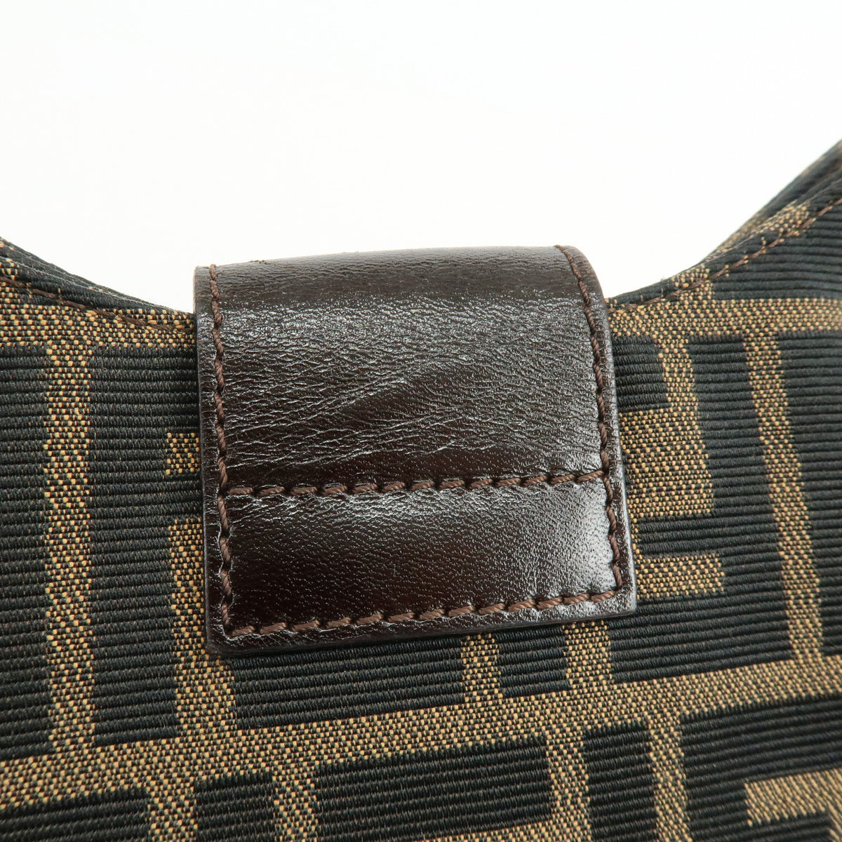FENDI Zucca Canvas Leather Shoulder Bag Hand Bag Black Brown 26569
