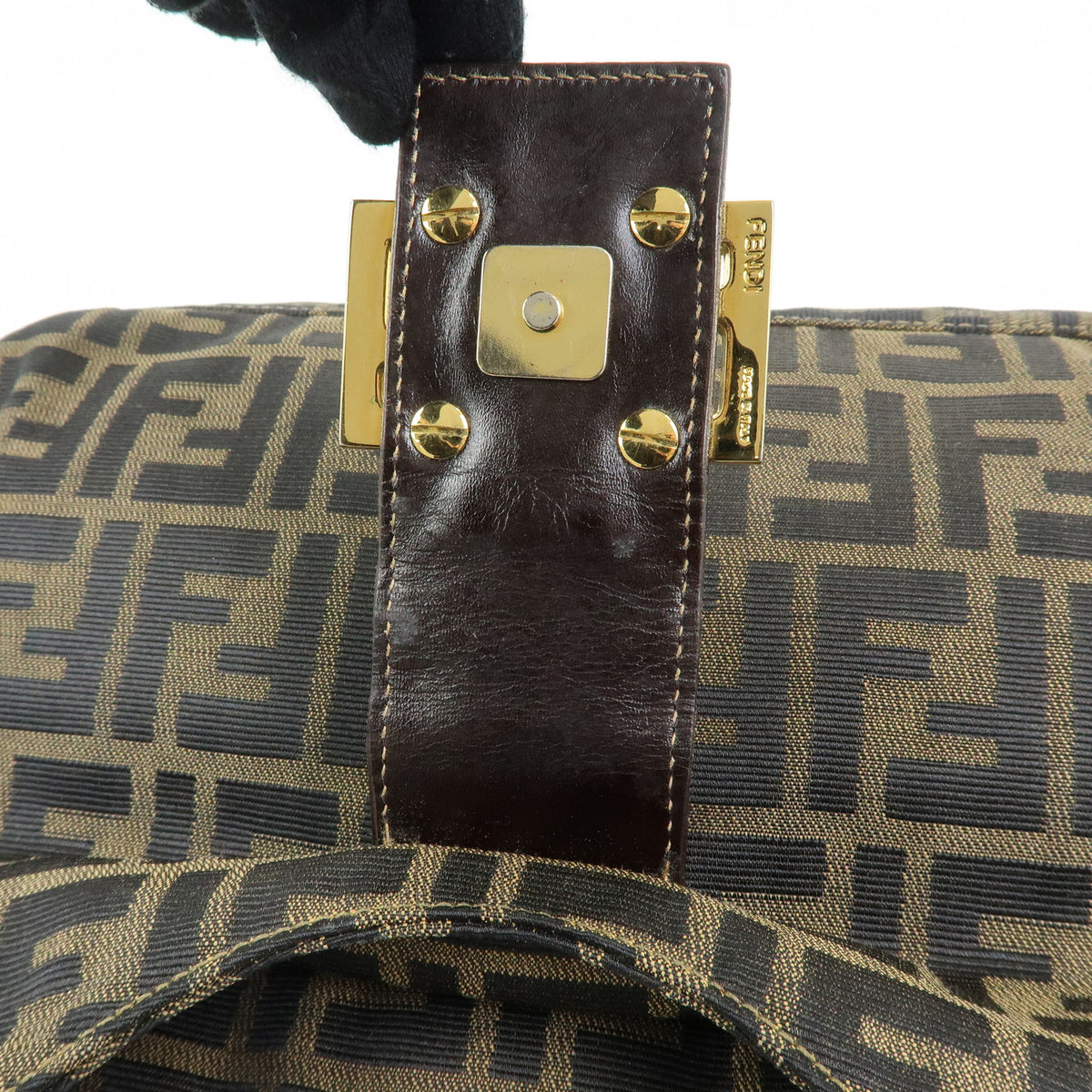 FENDI Zucca Canvas Leather Shoulder Bag Hand Bag Brown 26569