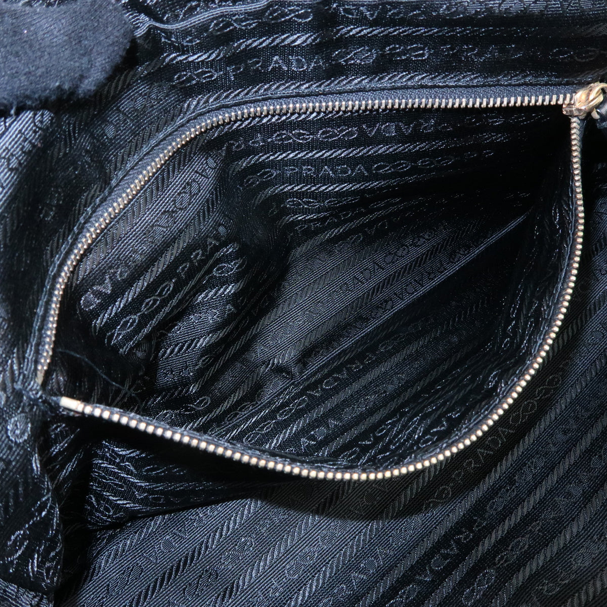 PRADA Triangle Log Nylon Leather Shoulder Bag Hand Bag Black