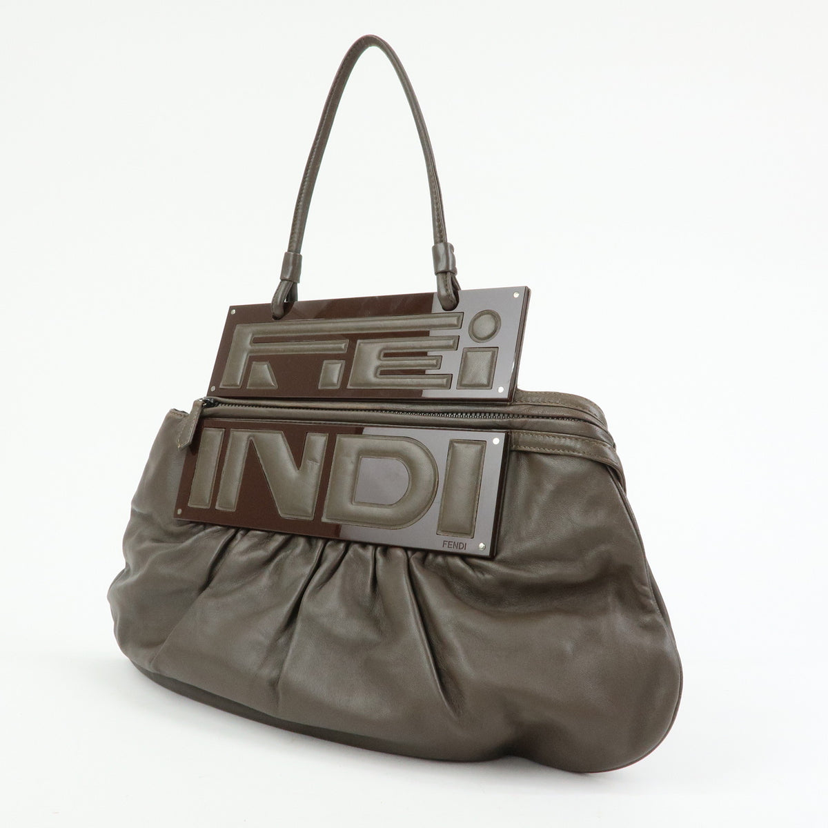 FENDI To You Leather Convertible 2Way Clutch Shoulder Bag 8BN179