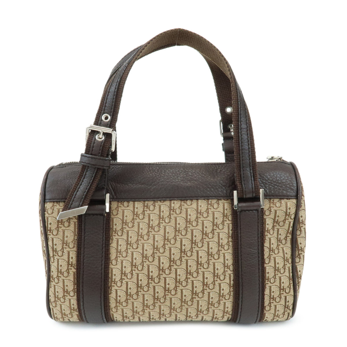 Christian Dior Trotter Jacquard Canvas Hand Bag Mini Boston Bag Brown
