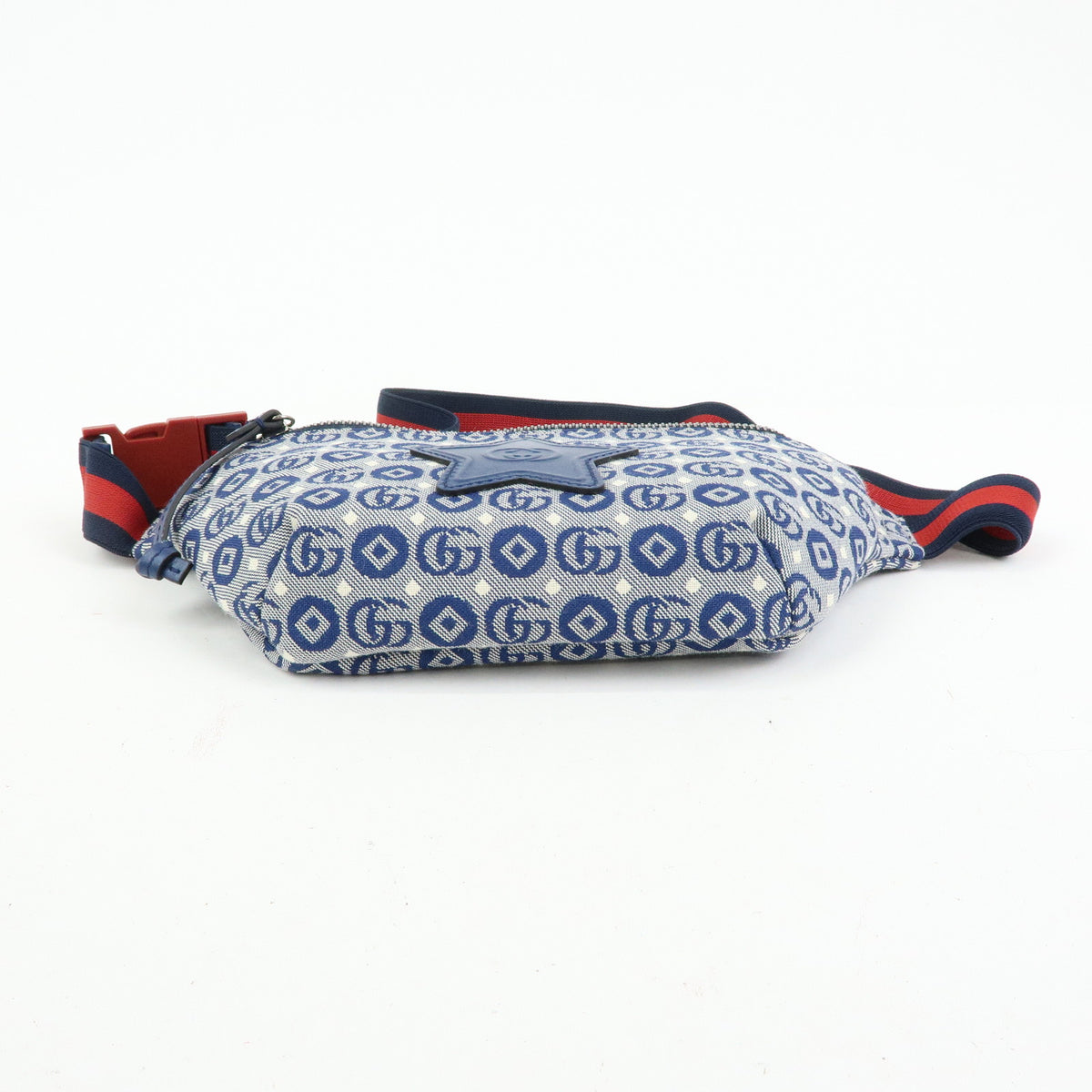 GUCCI Children's Canvas Leather Body Bag Waist Bag Blue 502095