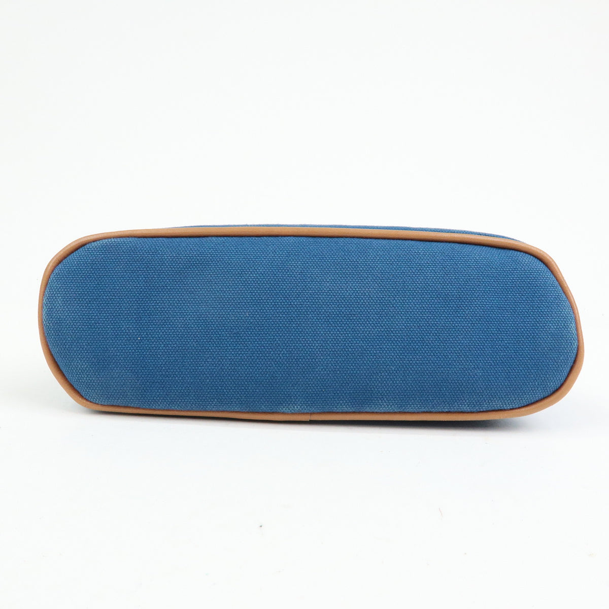 HERMES Bolide Mini Cotton Leather Cosmetic Pouch Blue