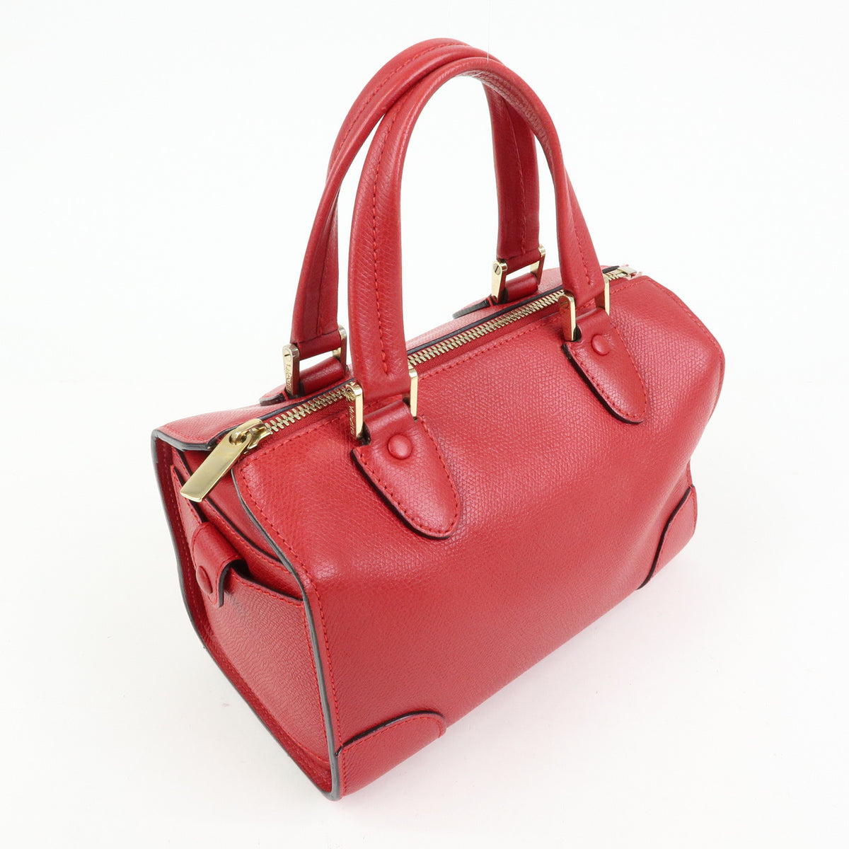 Valextra Babila Leahter Mini Boston Bag Hand Bag Red