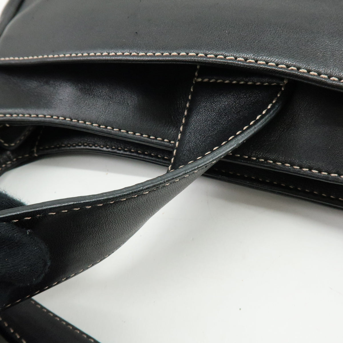 COACH Logo Leather Shoulder Bag Hand Bag Black 7789