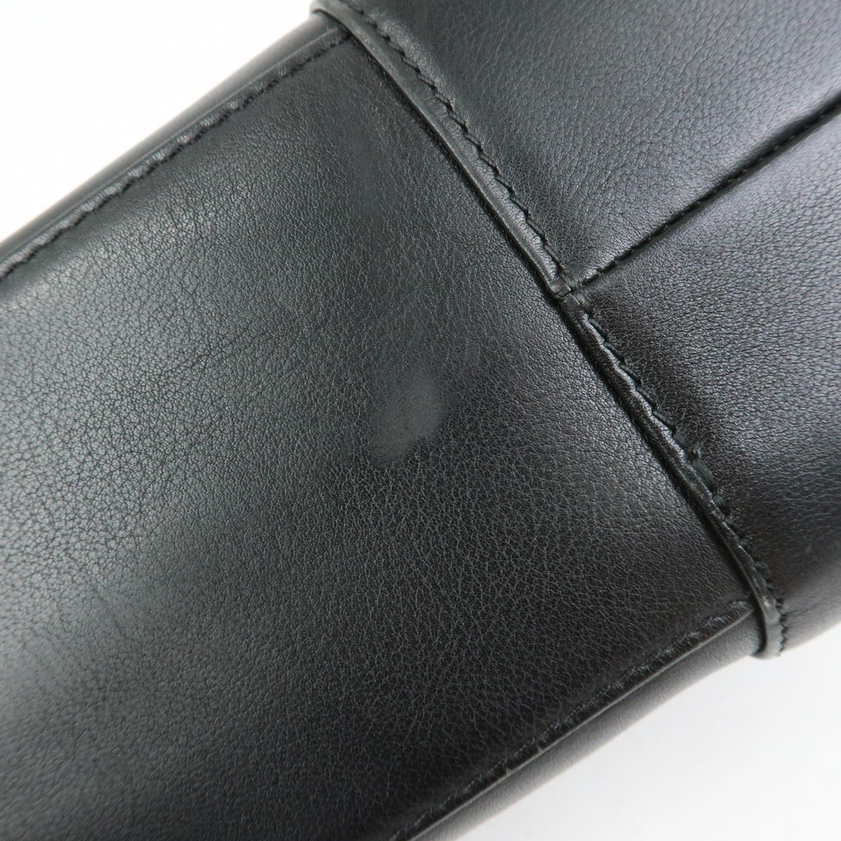 LOEWE Anagram Amazona Fusta Leather Tote Bag Hand Bag Black Silver