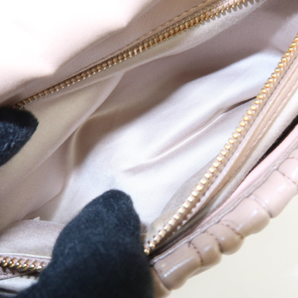 MIU MIU Matelasse Nappa Leather Chain Shoulder Bag Pink Beige