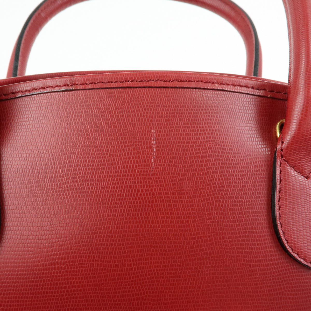 CELINE Circle Logo Leather Dome Hand Bag Red