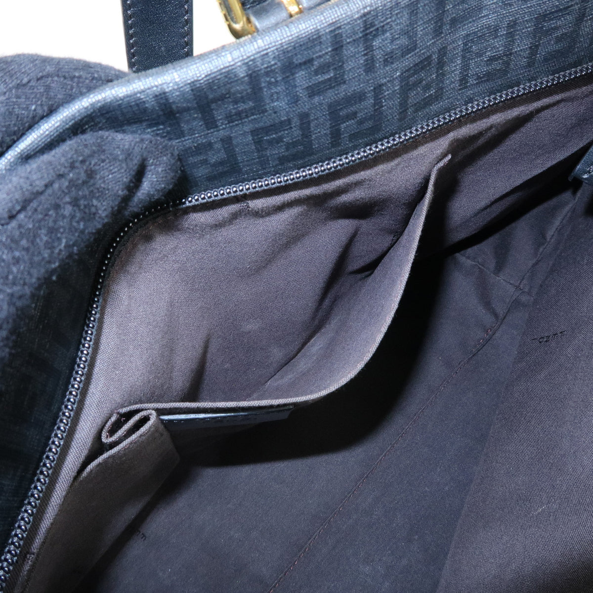 FENDI Zucchino PVC Leather Tote Bag Shoulder Bag Black 8BH215