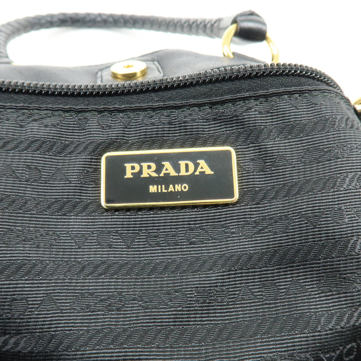 PRADA Nylon Leather 2Way Bag Hand Bag Shoulder Bag Black BN1930