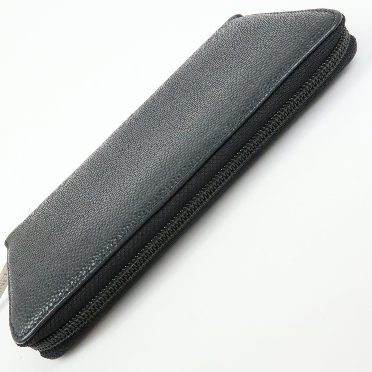 CHANEL COCO Mark Caviarskin Round Zippy Long Wallet Black A50071
