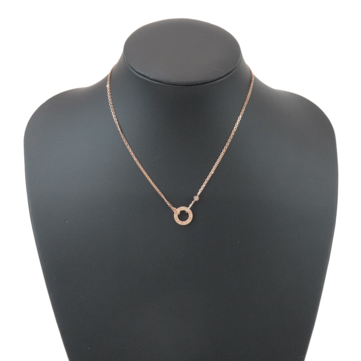 Cartier Love Circle 2P Diamond Necklace K18 750PG Rose Gold