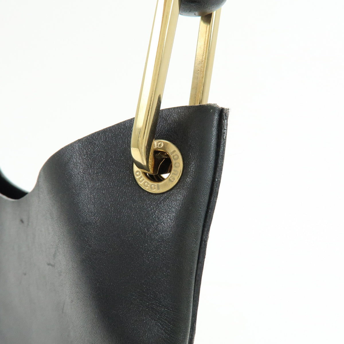 GUCCI Bamboo Leather Shoulder Bag Hand Bag  Black 001・2058