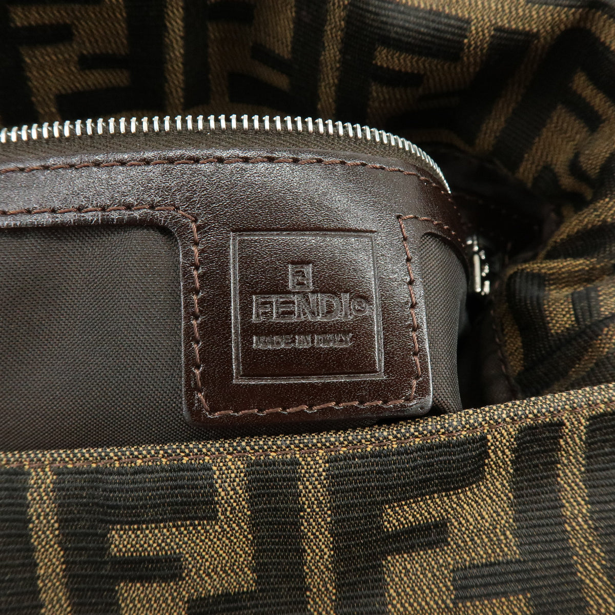 FENDI Zucca Mamma Baguette Jacquard Canvas Leather Shoulder Bag 26325