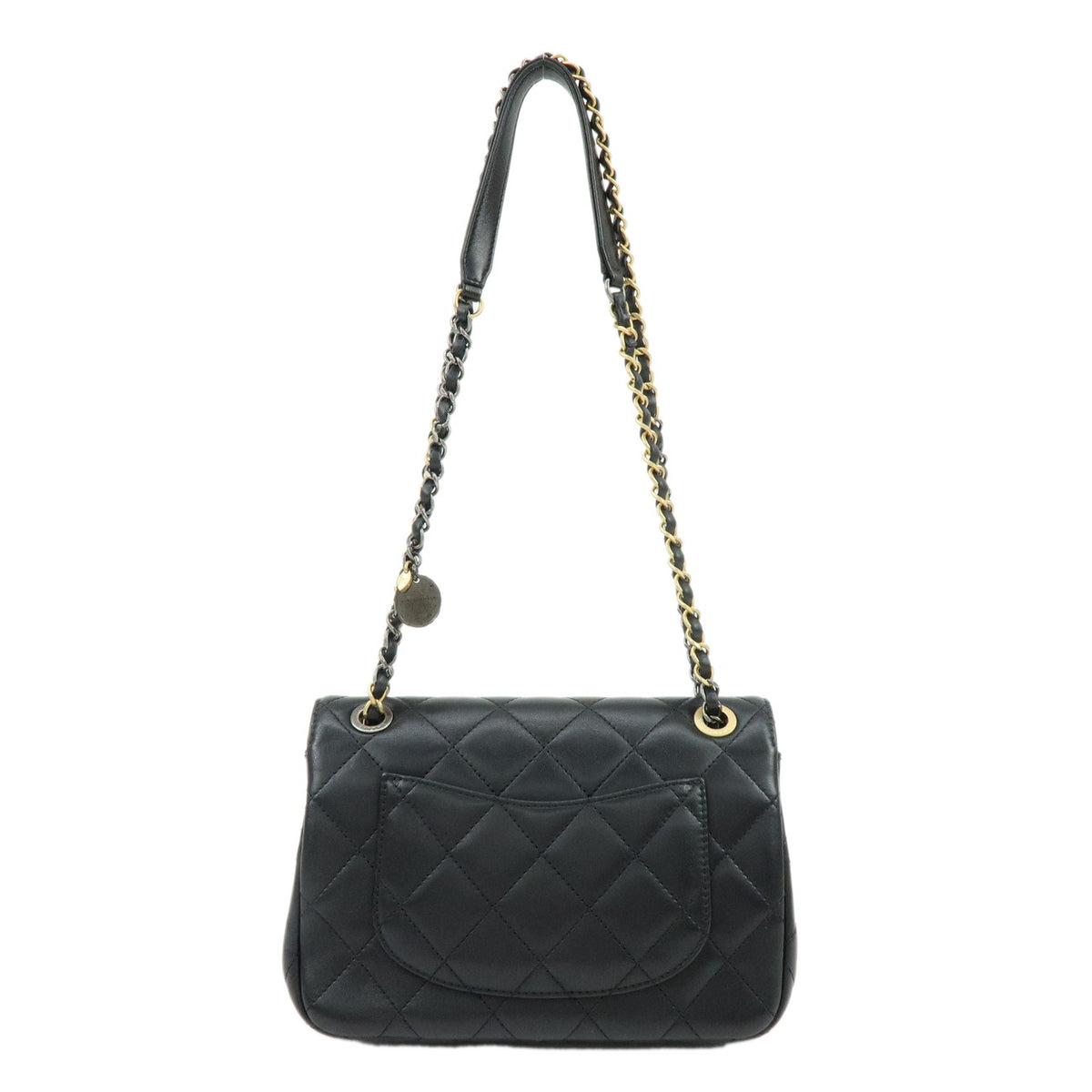 CHANEL Mini Matelasse Lamb Skin Shoulder Bag Hand Bag Black AS2978
