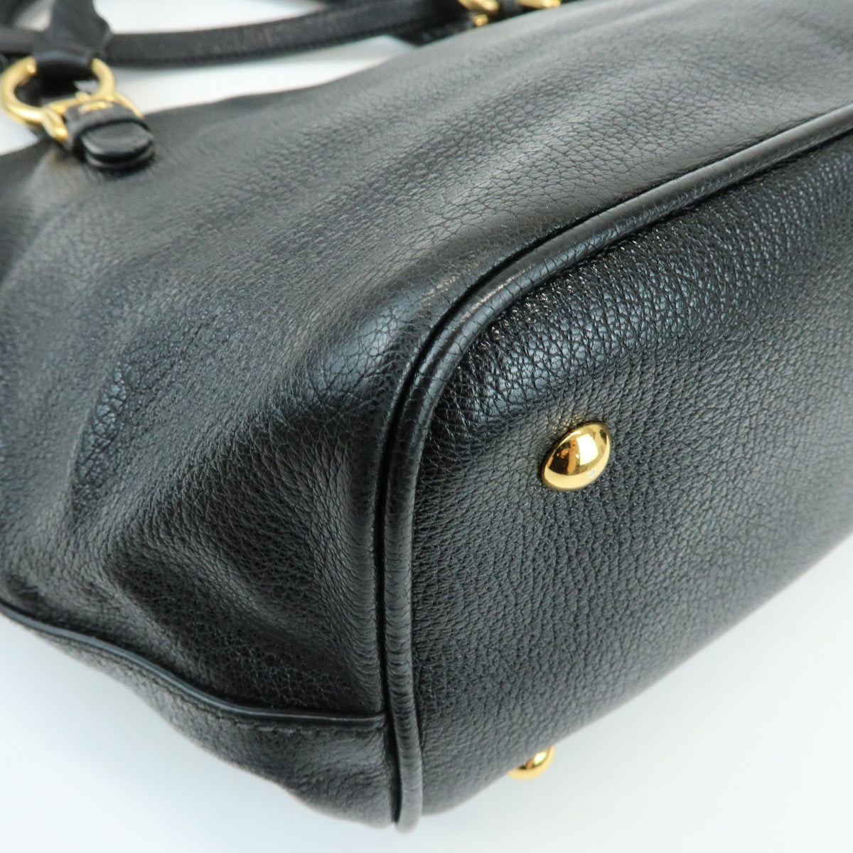 MIU MIU Madras Leather 2Way Shoulder Bag Hand Bag Black RN0886