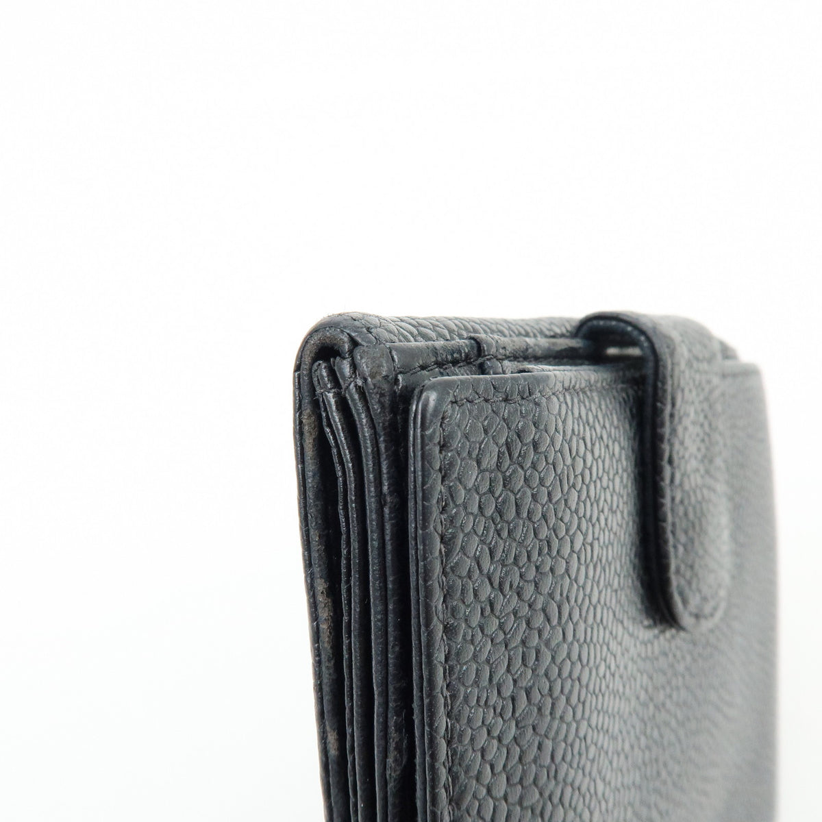 CHANEL COCO Mark Caviarskin Compact Wallet Black A13496