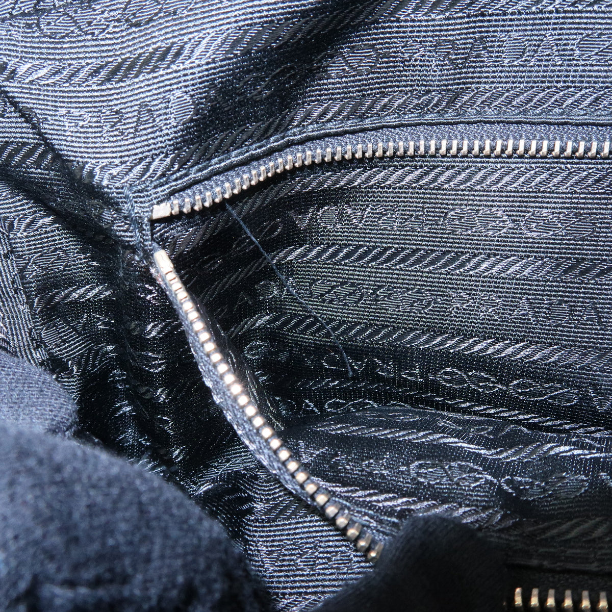 PRADA Triangle Log Nylon Leather Shoulder Bag Hand Bag Black