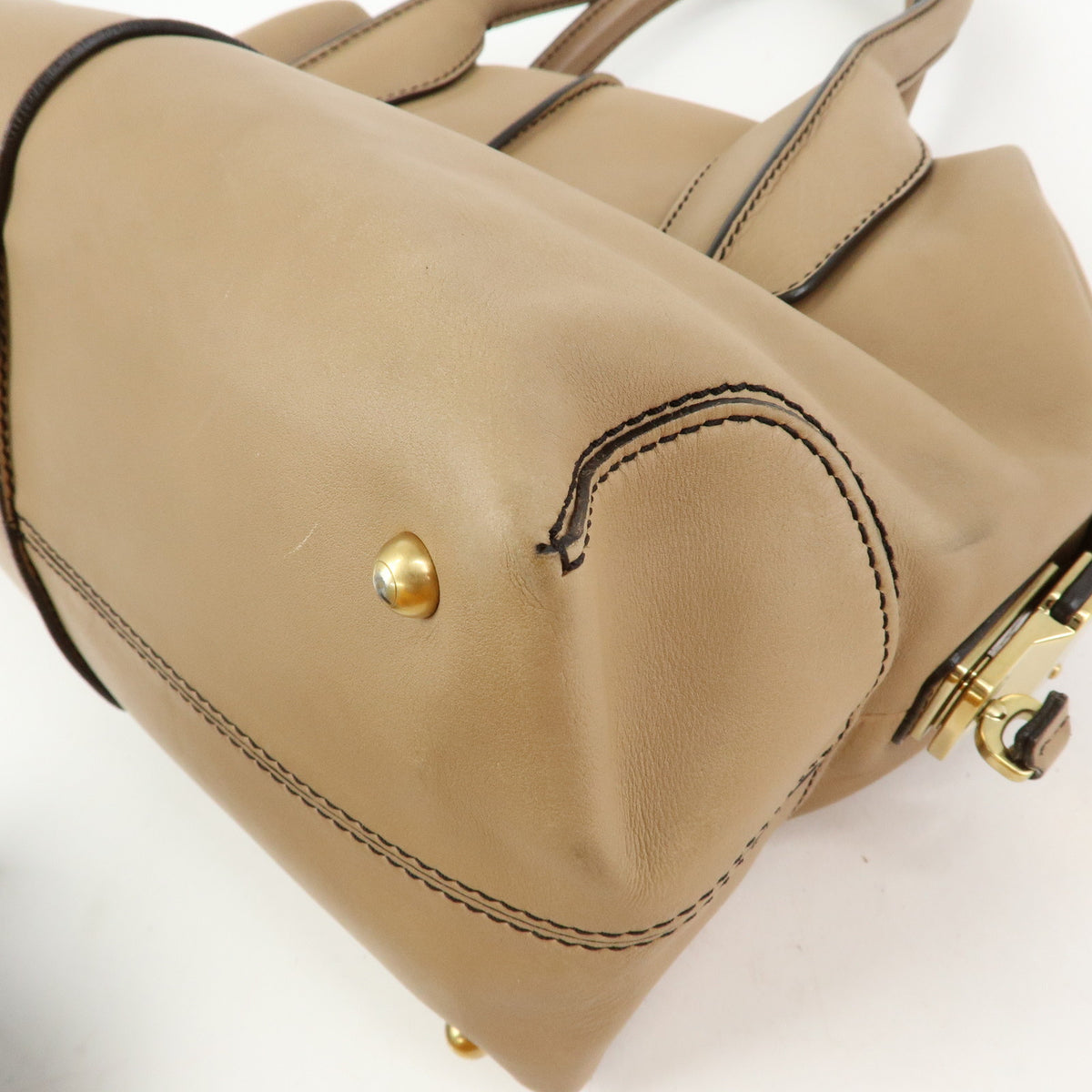 TOD'S  D Styling Leather 2Way Bag Hand Bag Shoulder Bag Beige
