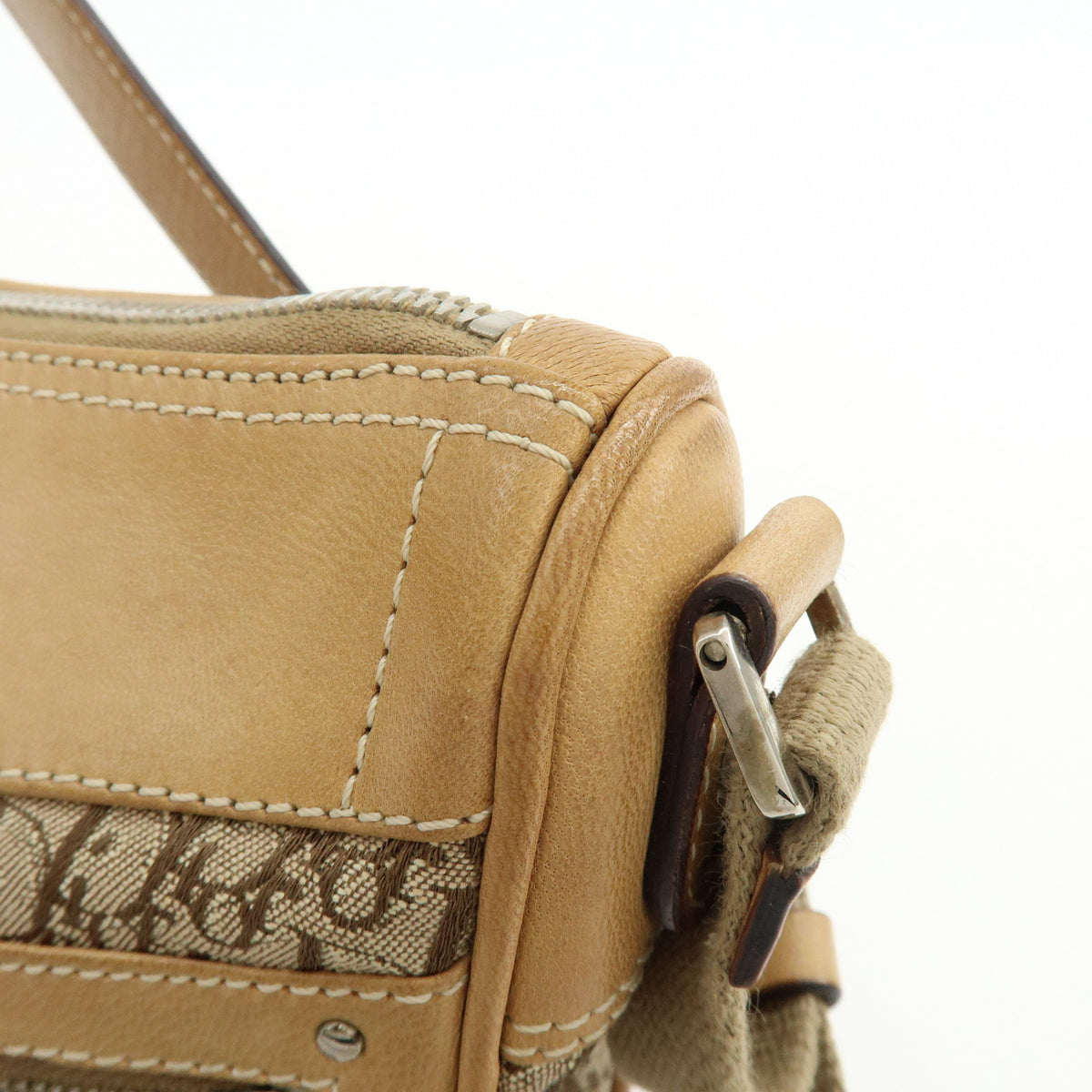 Christian Dior Street Chic Trotter Jaquard Canvas Leather Shoulder Bag