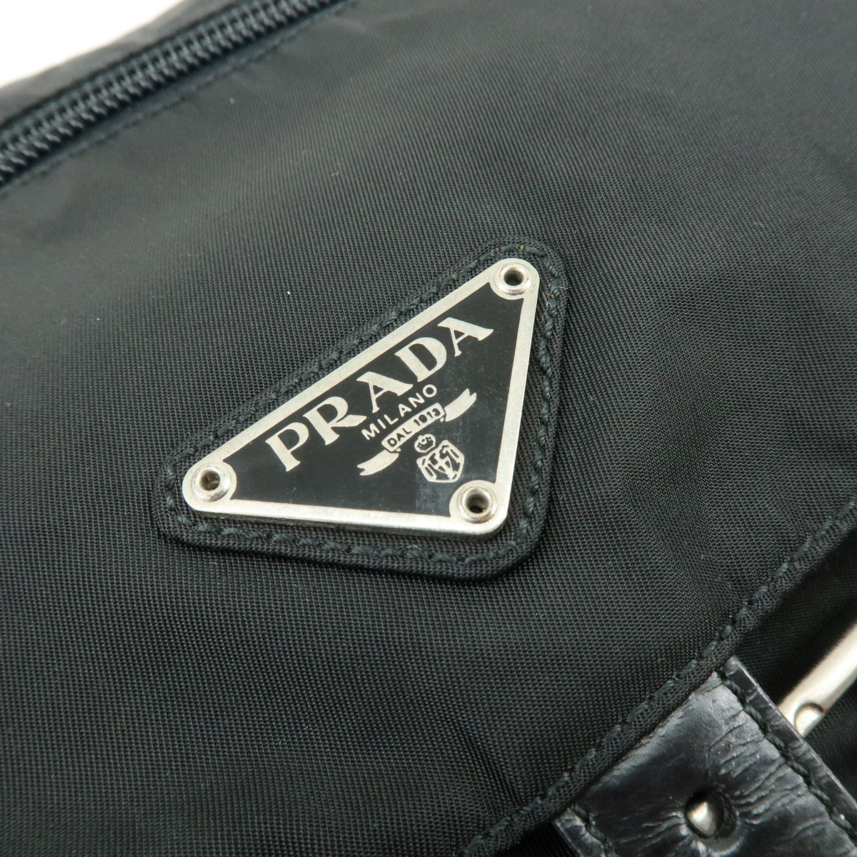 PRADA Triangle Logo Nylon Leather Shoulder Bag Crossbody Bag Black
