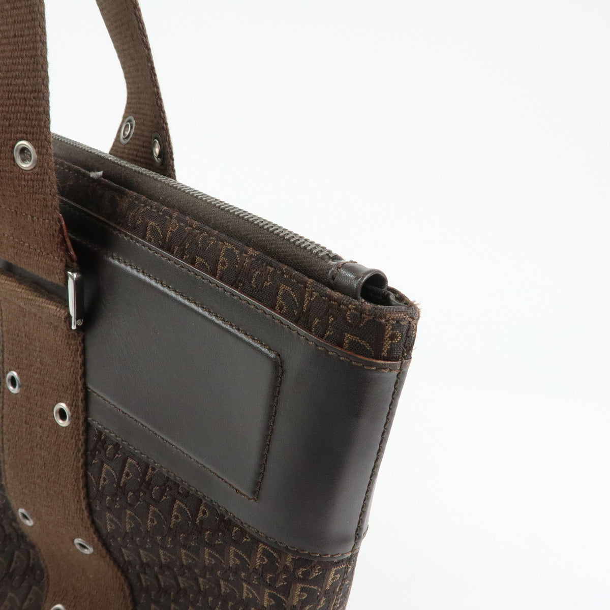 Christian Dior Trotter Street Chic Canvas Leather Hand Bag Brown