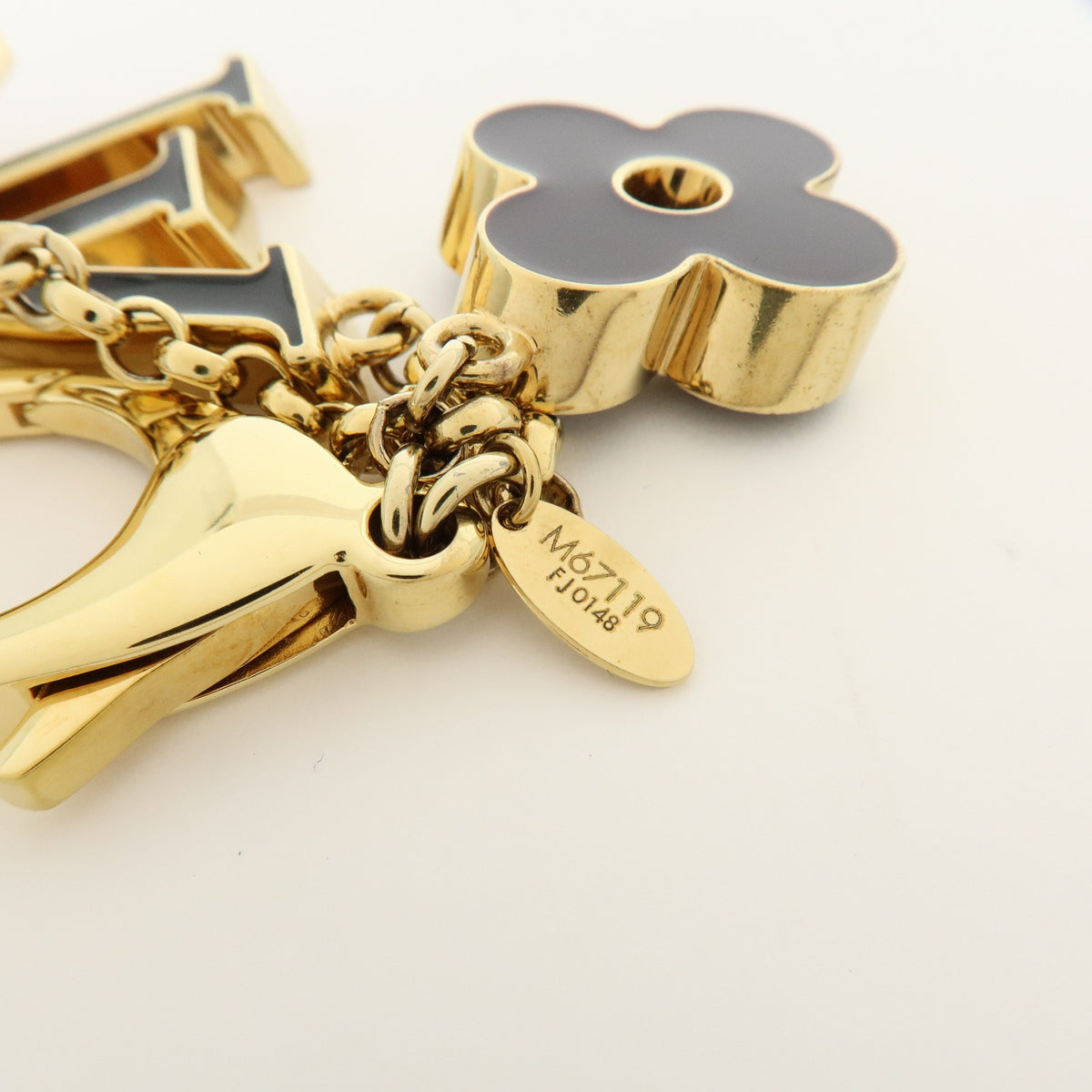 Louis Vuitton Fleur de Monogram Key Chain Bag Charm Gold M67119