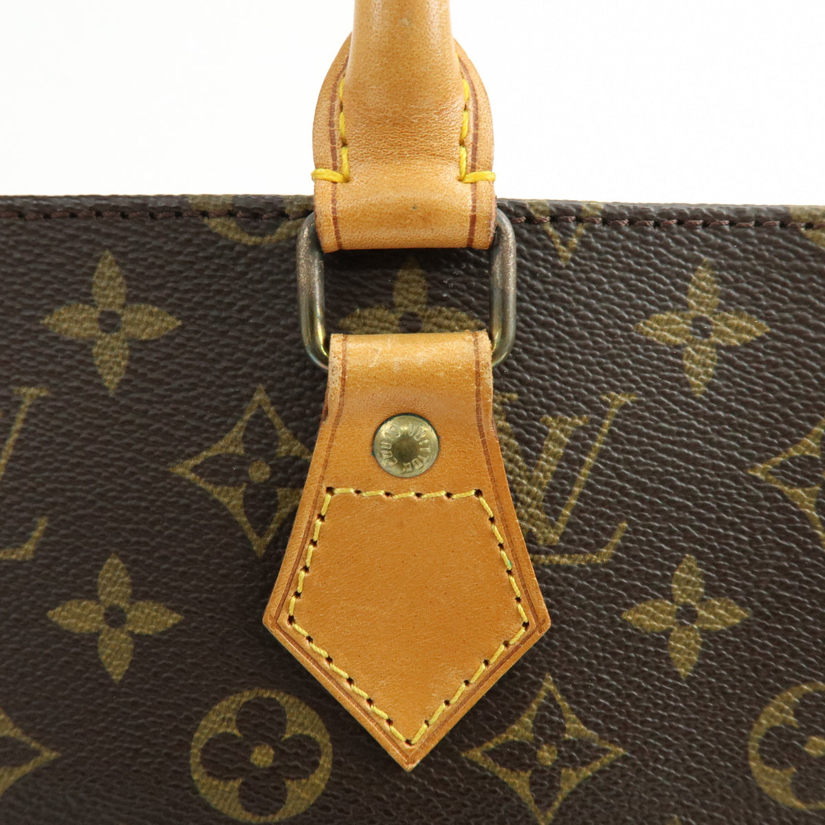 Louis Vuitton Monogram Sac Plat Leather Tote Bag Hand Bag Brown M51140