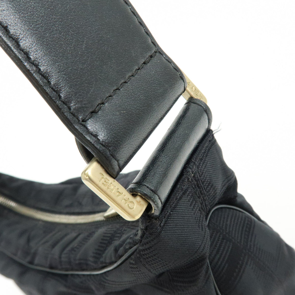 CHANEL New Travel Line Nylon Jacquard Leather Shoulder Bag Black