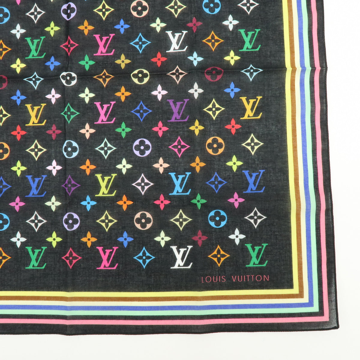 Louis Vuitton Monogram Multicolor Cotton 100% Scarf Handkerchief