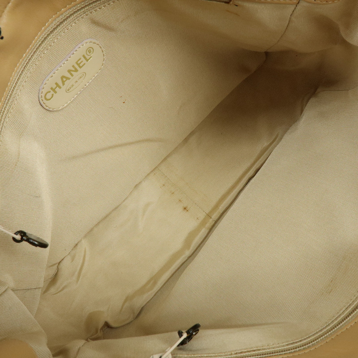 CHANEL COCO Mark Lamb Skin Shoulder Bag Hand Bag Beige