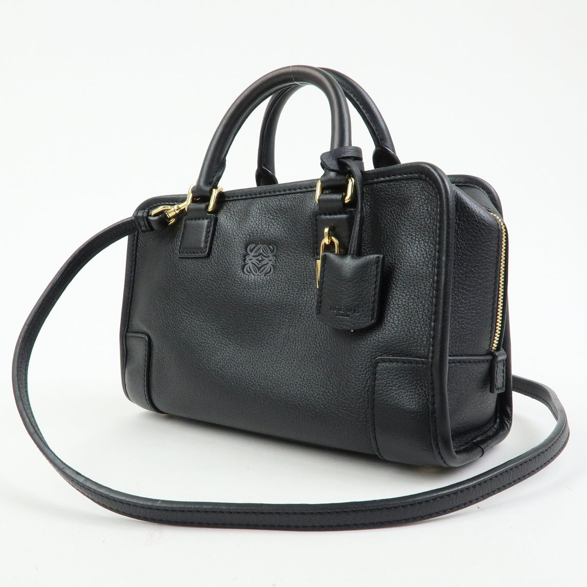 LOEWE Anagram Amazona 23 Leather Hand Bag Shoulder Bag Black