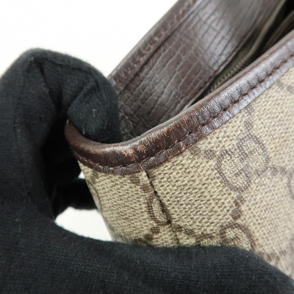 GUCCI GG Supreme Leather Tote Bag Shoulder Bag Beige Brown 114595