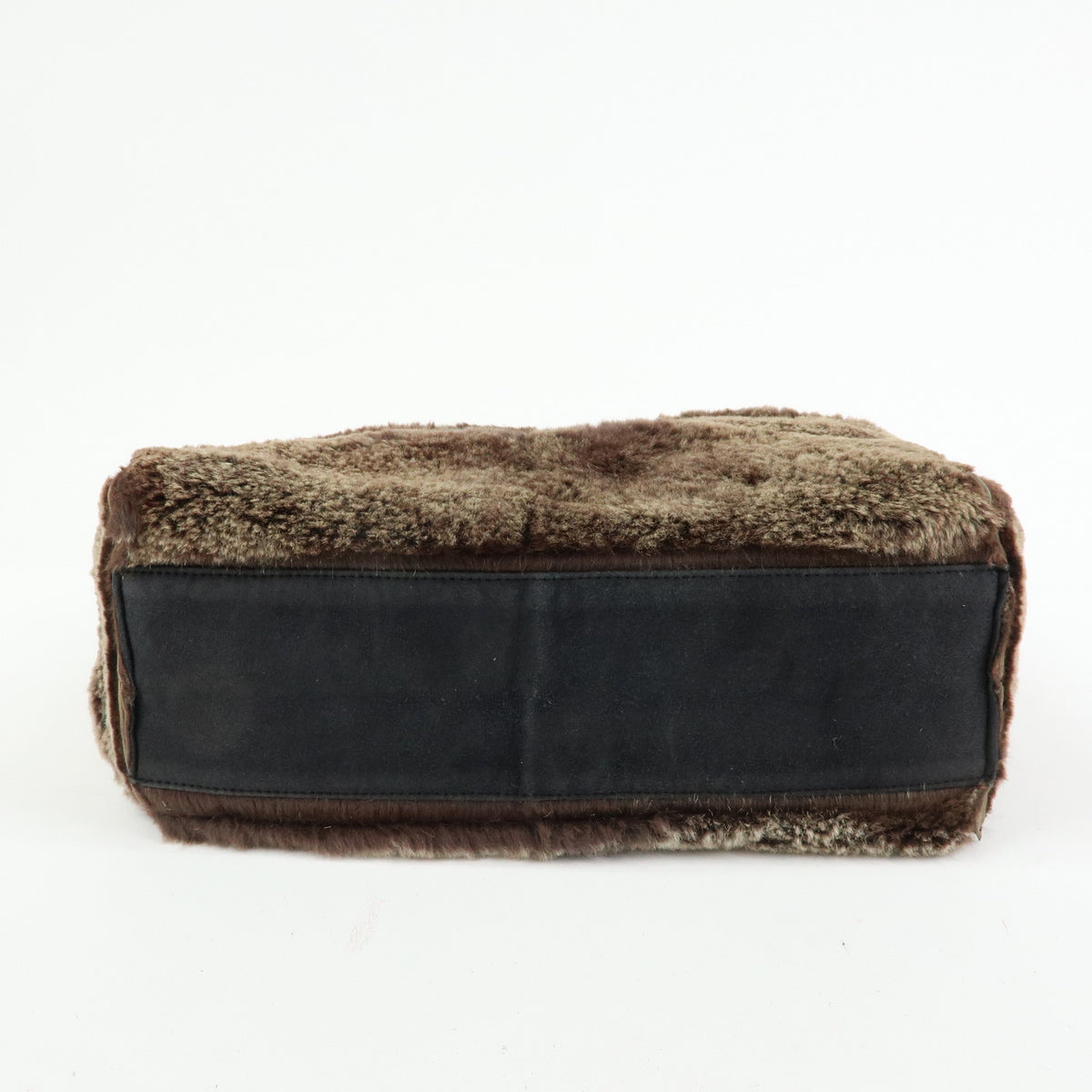 CHANEL COCO Mark Lapin Suede Fur Hand Bag Tote Bag Brown