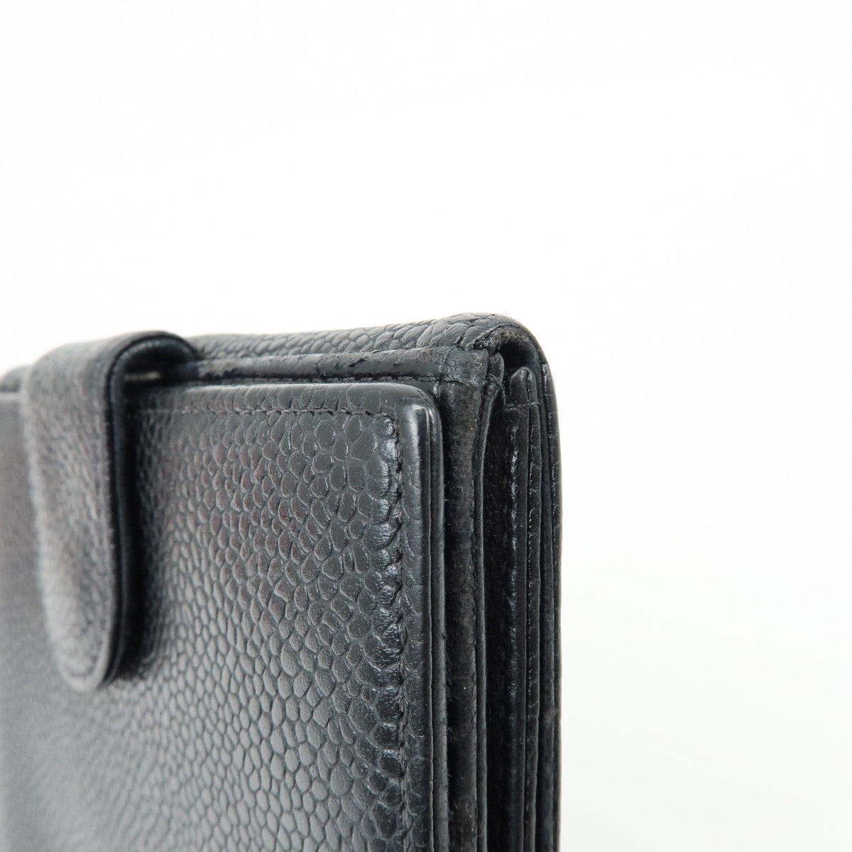 CHANEL COCO Mark Caviarskin Compact Wallet Black A13496