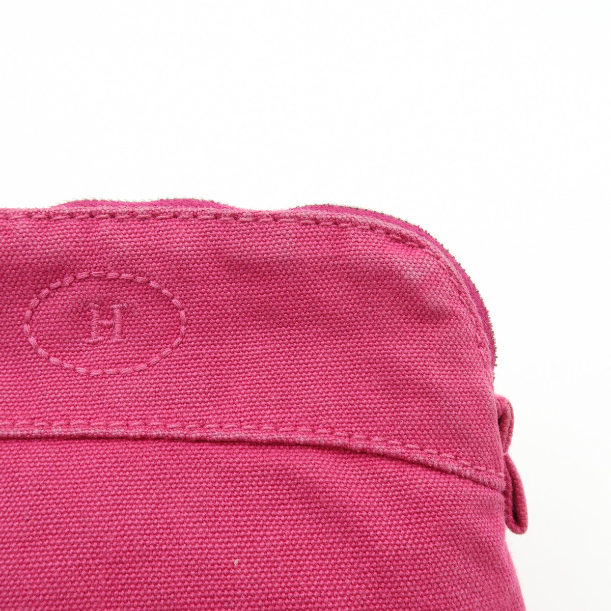 HERMES Bolide Pouch Mini Mini 16 Canvas Leather Cosmetic Pouch Pink