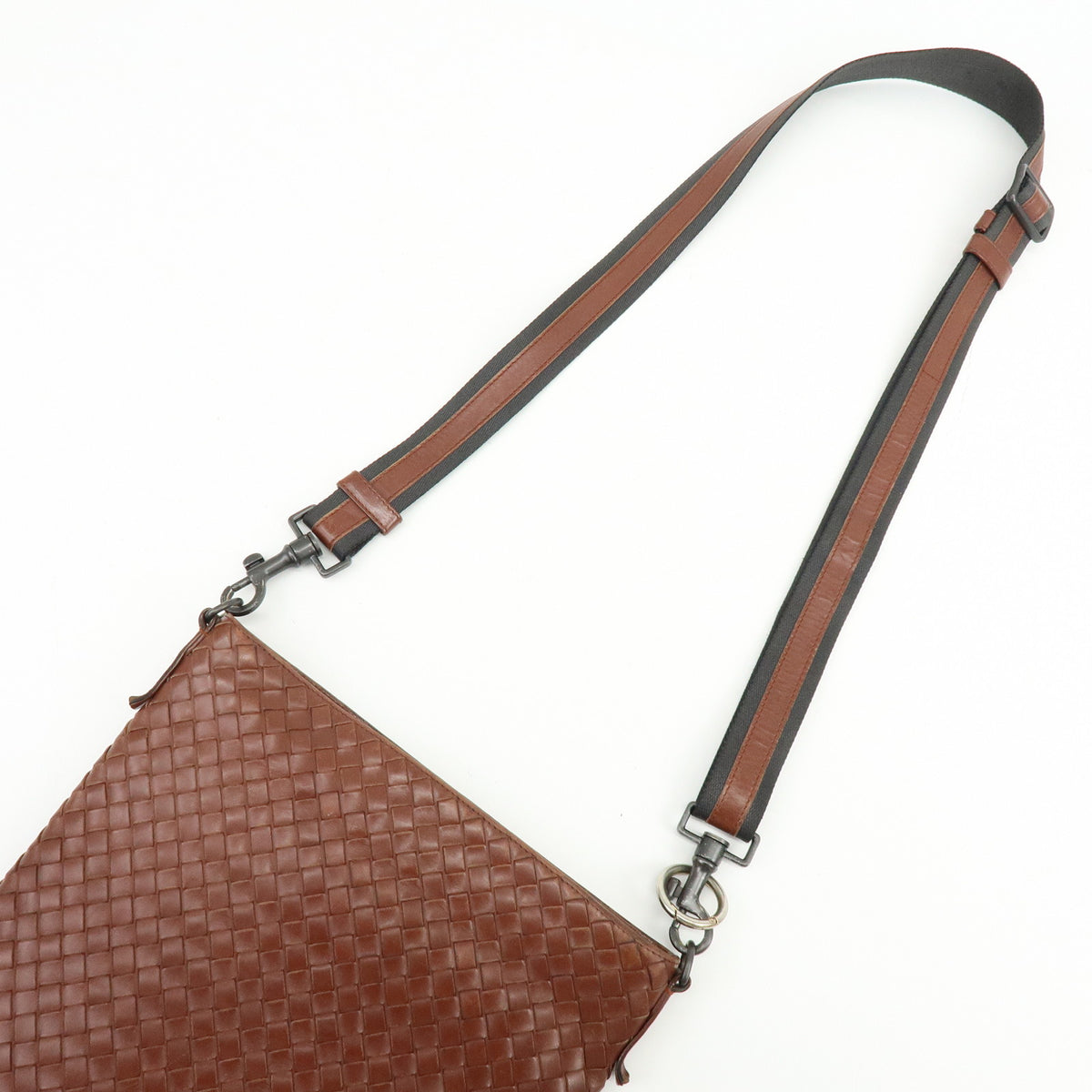 BOTTEGA VENETA Intrecciato Leather Shoulder Bag Crossbody Bag Brown