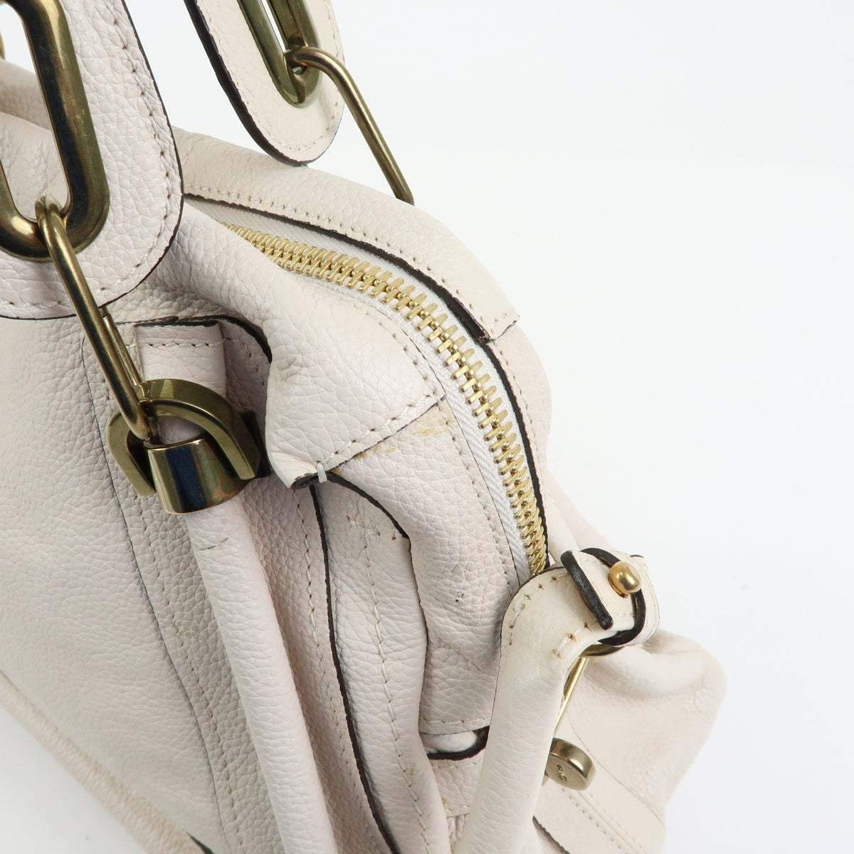 Chloe Paraty Leather 2Way Bag Shoulder Bag Hand Bag Ivory