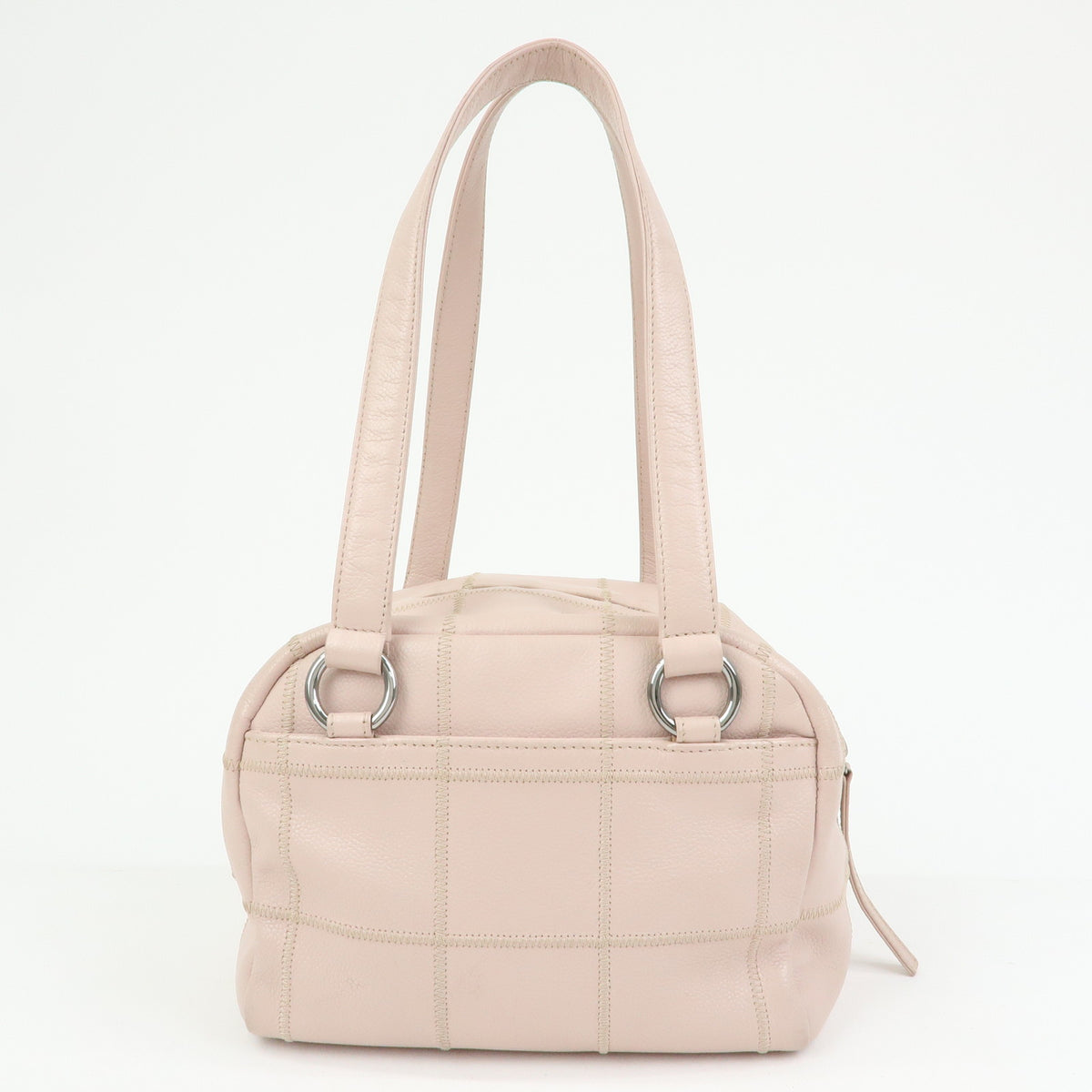 CHANEL Logo Chocolate Bar Caviarskin Shoulder Bag Hand Bag Pink