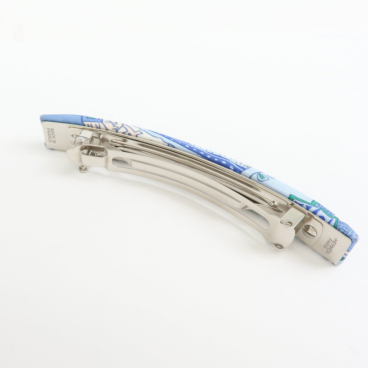 HERMES Eclipse GM Silk 100% Metal Hair Accessory Barrette Blue