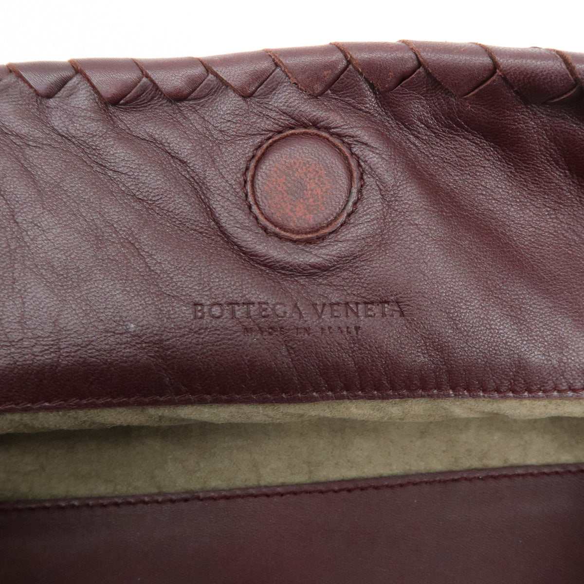 BOTTEGA VENETA intrecciato Leather Shoulder Bag Bordeaux Wine Red