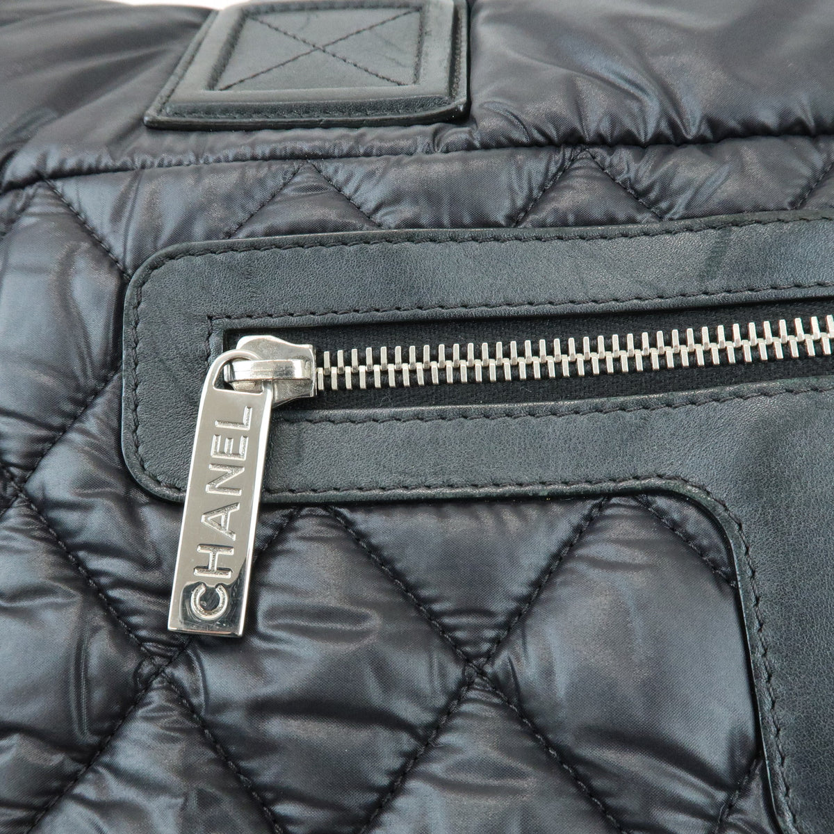 CHANEL COCO Cocoon PM Nylon Leather Small Tote Hand Bag Black A48610