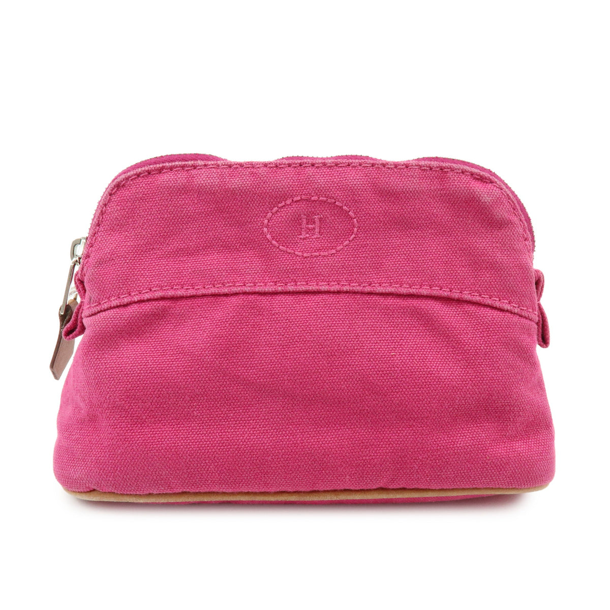 HERMES Bolide Pouch Mini Mini 16 Canvas Leather Cosmetic Pouch Pink
